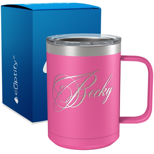Personalized Decorative Script Engraved on 15oz Coffee Mug