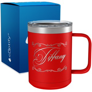 Personalized Scroll Script Engraved on 15oz Coffee Mug