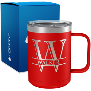 Personalized Split Script Engraved on 15oz Coffee Mug