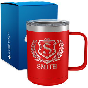 Personalized Monogram Initial Badge Engraved on 15oz Coffee Mug