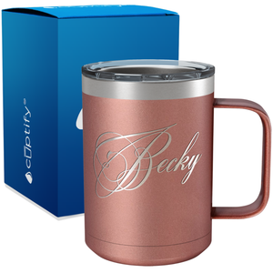 Personalized Decorative Script Engraved on 15oz Coffee Mug