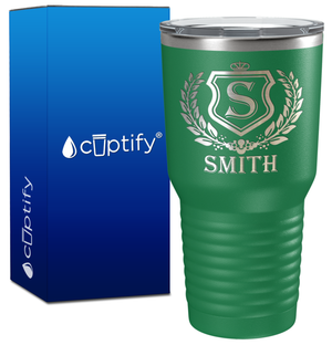 Personalized Monogram Initial Badge Engraved on 30oz Tumbler