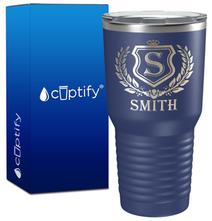 Personalized Monogram Initial Badge Engraved on 30oz Tumbler