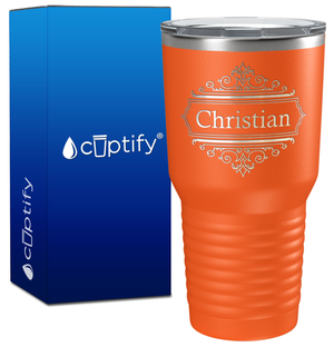 Personalized Crest Border Engraved on 30oz Tumbler