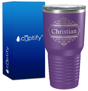 Personalized Crest Border Engraved on 30oz Tumbler