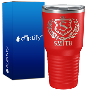 Personalized Monogram Initial Badge Engraved on 30oz Tumbler