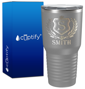 Personalized Monogram Initial Badge Engraved on 30oz Tumbler