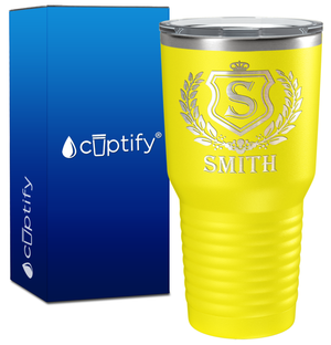 Personalized Monogram Initial Badge Engraved on 30oz Tumbler