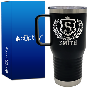 Personalized Monogram Initial Badge 20oz Travel Mug