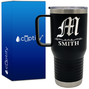 Personalized Gothic Initial 20oz Travel Mug