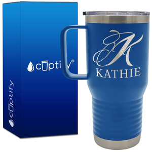 Personalized Script Initial and Name 20oz Travel Mug
