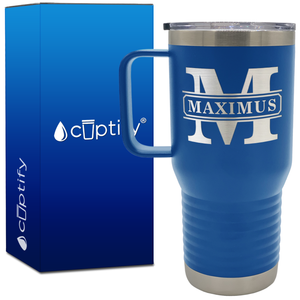 Personalized Vintage Block 20oz Travel Mug