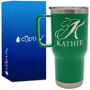 Personalized Script Initial and Name 20oz Travel Mug