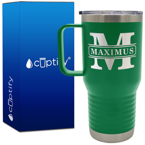 Personalized Vintage Block 20oz Travel Mug