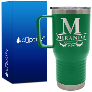 Personalized Initial Style 20oz Travel Mug