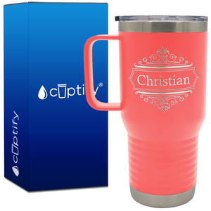 Personalized Crest Border 20oz Travel Mug