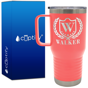 Personalized Monogram with Laurels 20oz Travel Mug