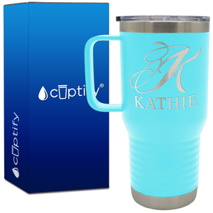 Personalized Script Initial and Name 20oz Travel Mug
