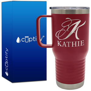 Personalized Script Initial and Name 20oz Travel Mug