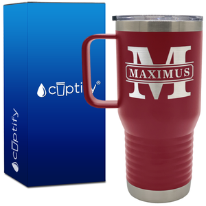 Personalized Vintage Block 20oz Travel Mug