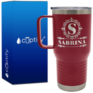 Personalized Ultramodern Initial and Name 20oz Travel Mug