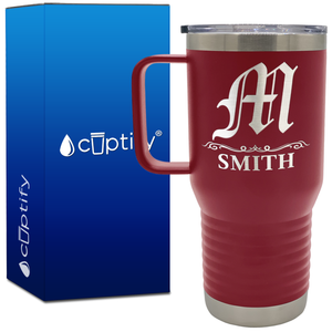 Personalized Gothic Initial 20oz Travel Mug