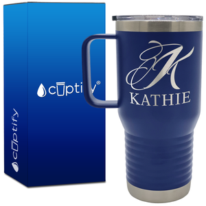 Personalized Script Initial and Name 20oz Travel Mug
