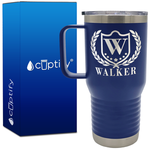 Personalized Monogram with Laurels 20oz Travel Mug