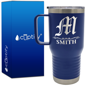 Personalized Gothic Initial 20oz Travel Mug