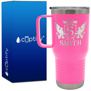 Personalized Monogram Initial Badge Crown 20oz Travel Mug