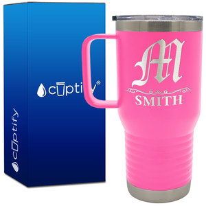 Personalized Gothic Initial 20oz Travel Mug