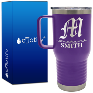 Personalized Gothic Initial 20oz Travel Mug