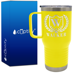 Personalized Monogram with Laurels 20oz Travel Mug