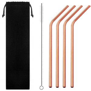 Rose Gold Stainless Steel Curved Drinking Straws