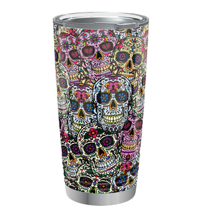 Color Sugar Skulls Wrap on 20oz Tumbler