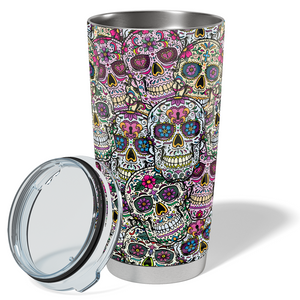 Color Sugar Skulls Wrap on 20oz Tumbler