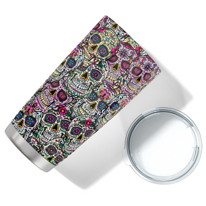 Color Sugar Skulls Wrap on 20oz Tumbler