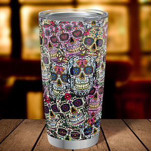 Color Sugar Skulls Wrap on 20oz Tumbler