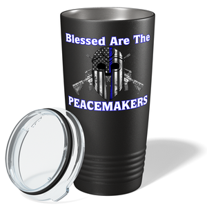 Blessed are the Peacemakers Helmet 20oz Black Police Tumbler