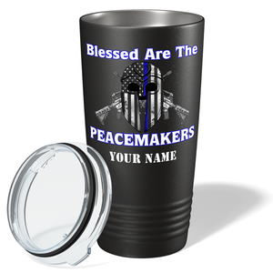 Personalized Blessed are the Peacemakers Helmet 20oz Black Police Tumbler