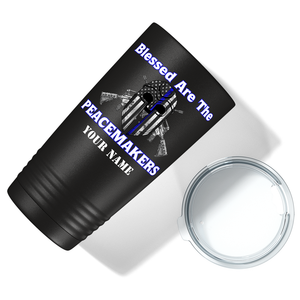 Personalized Blessed are the Peacemakers Helmet 20oz Black Police Tumbler