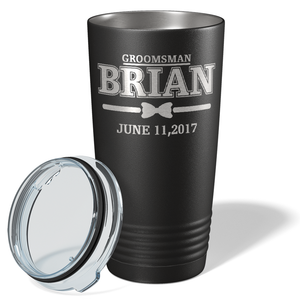 Dated Bow Tie Groomsmen on Black 20 oz Stainless Stell Tumbler