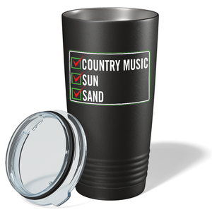 Country Music Sun Sand on Black 20 oz Stainless Steel Tumbler