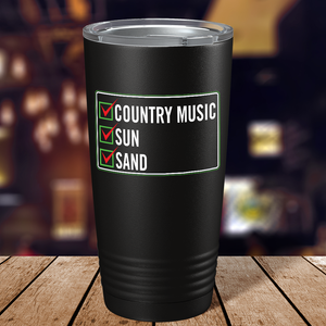 Country Music Sun Sand on Black 20 oz Stainless Steel Tumbler