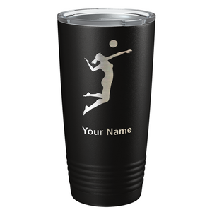 Personalized Volleyball Player Silhouette Laser Engraved on Stainless Steel Volleyball Tumbler