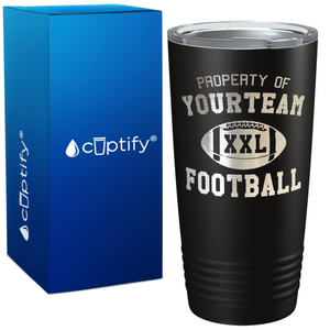 Personalized Property of Team Name Football on 20oz Tumbler