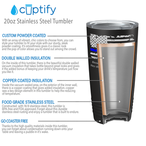 Personalized Police Thin Blue Flag Peacemakers 20oz Black Tumbler