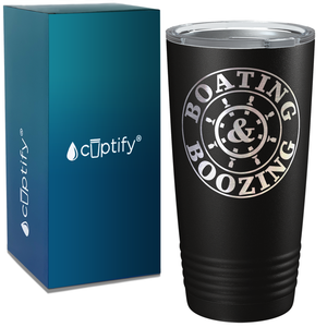 Boating & Boozing on White 20 oz Stainless Steel Tumbler