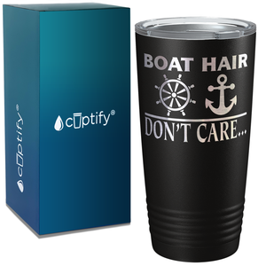 Boat Hair Don’t Care on White 20 oz Stainless Steel Tumbler