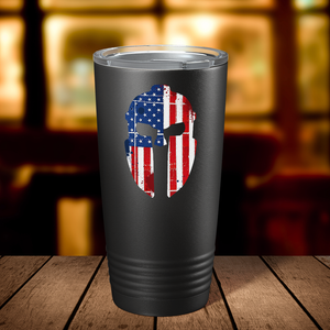Spartan Helmet American Flag Police 20oz Black Tumbler